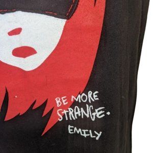 EMILY THE STRANGE 2006 Black Red Cotton V-Neck  T-Shirt-Size Medium NWOT  NEW